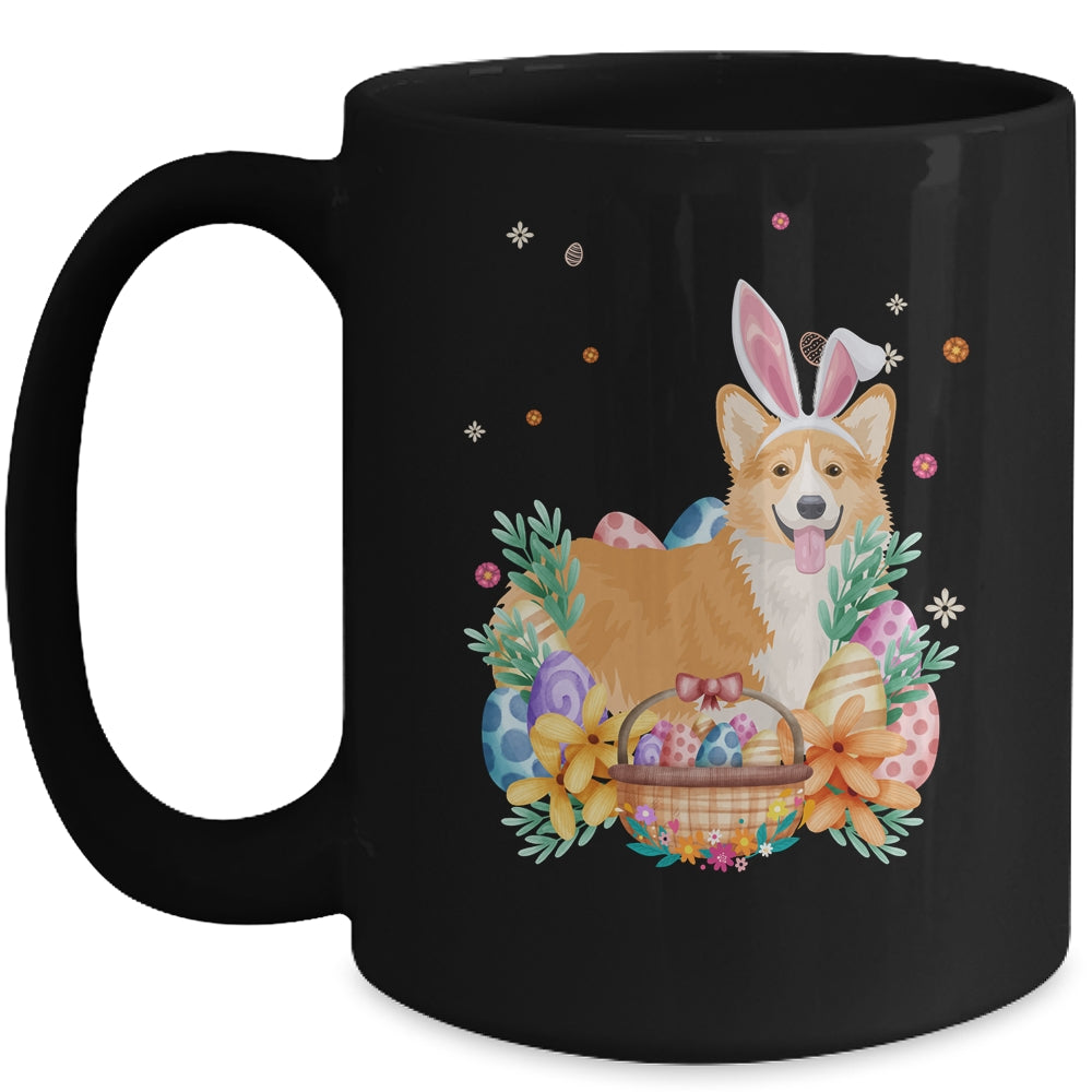 Happy Easter Cute Bunny Corgi Wearing Bunny Ears Mug | siriusteestore
