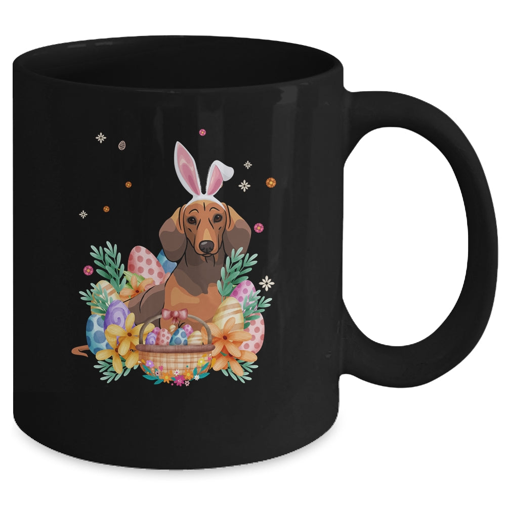 Happy Easter Cute Bunny Dachshund Wearing Bunny Ears Mug | siriusteestore