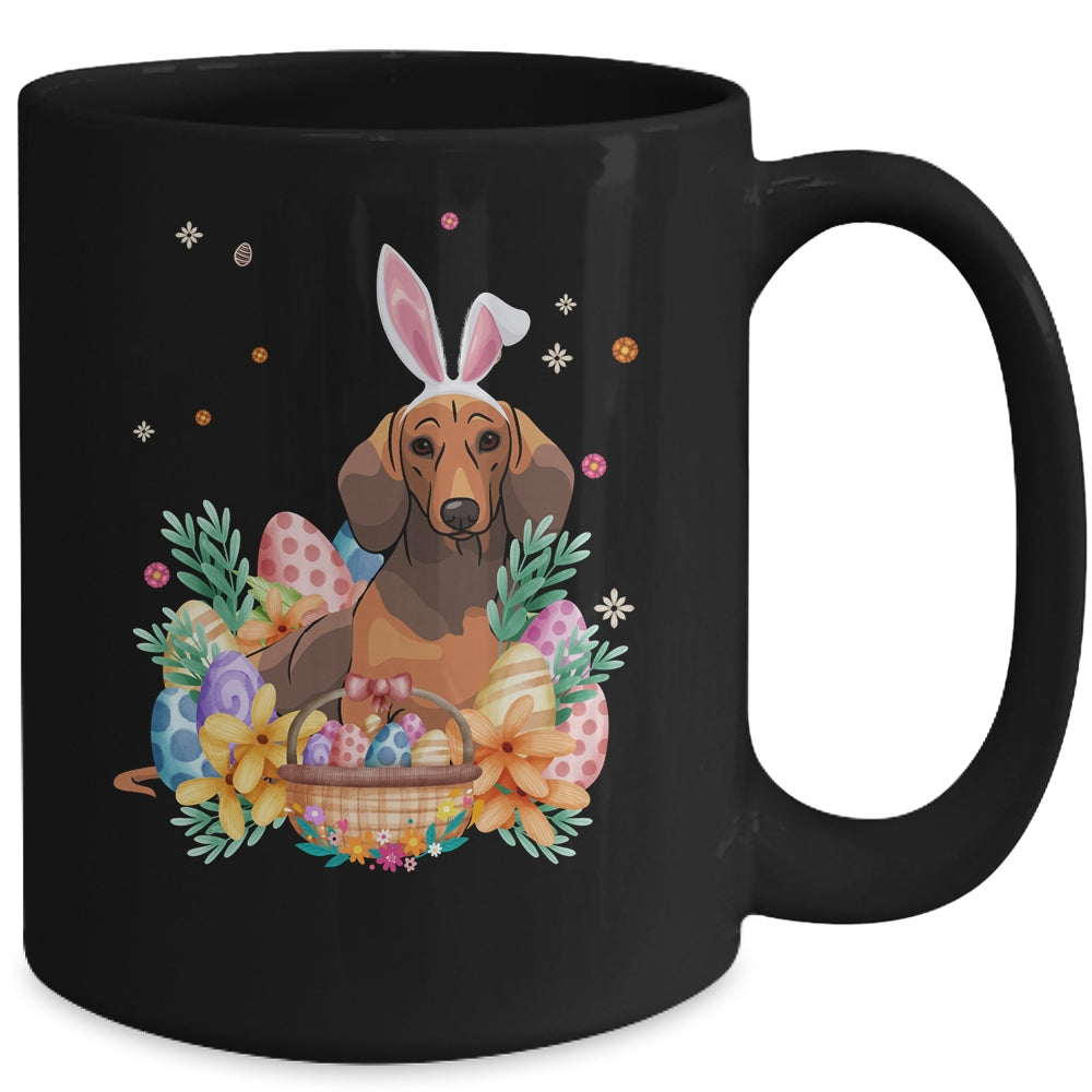 Happy Easter Cute Bunny Dachshund Wearing Bunny Ears Mug | siriusteestore