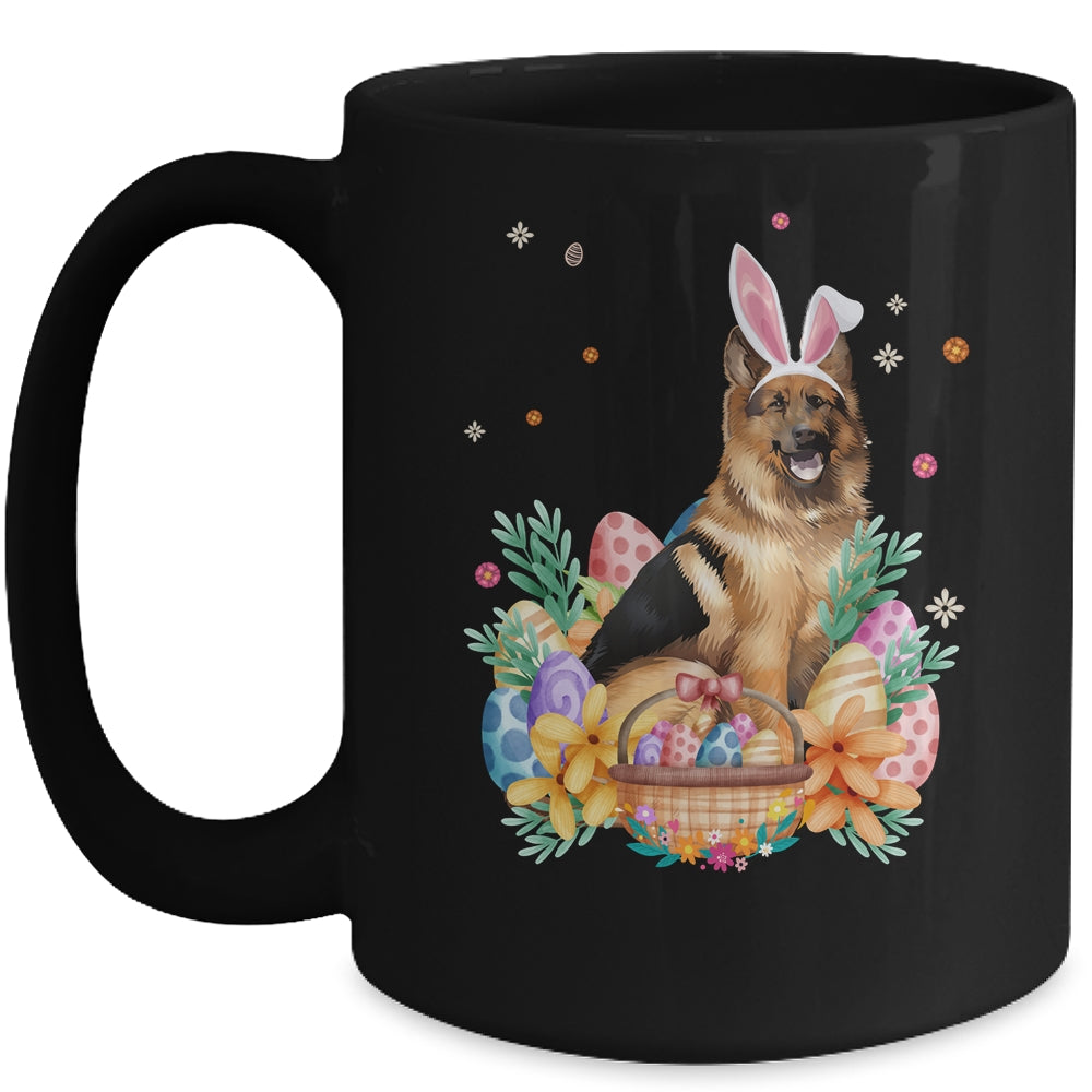 Happy Easter Cute Bunny German Shepherd Wearing Bunny Ears Mug | siriusteestore