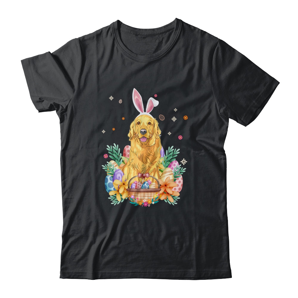 Happy Easter Cute Bunny Golden Retriever Wearing Bunny Ears Shirt & Hoodie | siriusteestore
