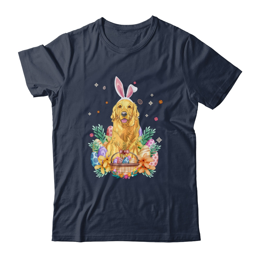 Happy Easter Cute Bunny Golden Retriever Wearing Bunny Ears Shirt & Hoodie | siriusteestore