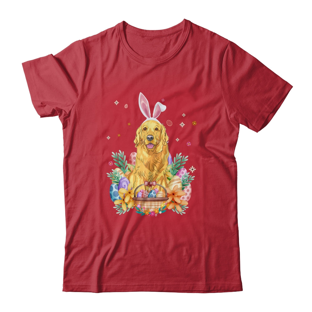 Happy Easter Cute Bunny Golden Retriever Wearing Bunny Ears Shirt & Hoodie | siriusteestore