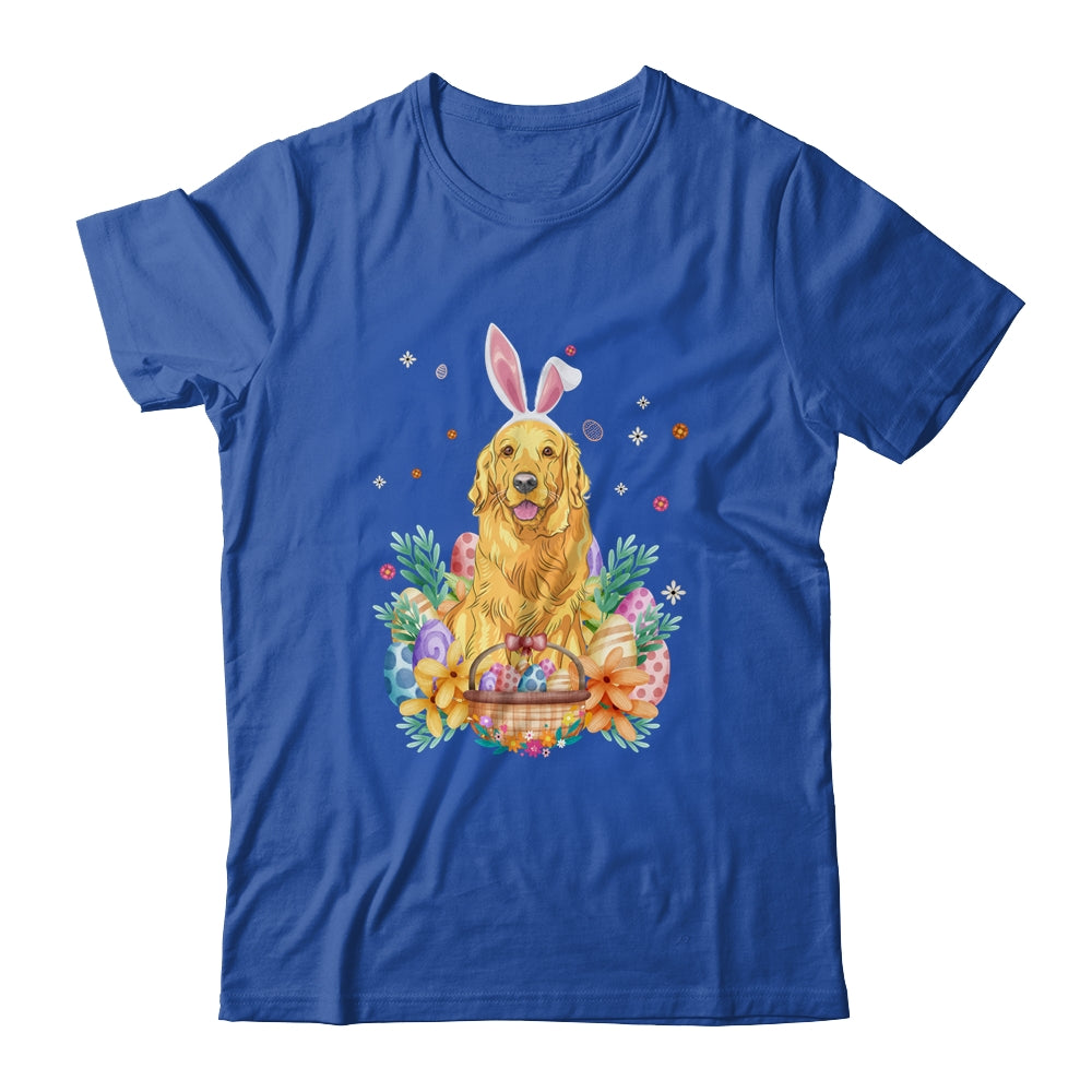 Happy Easter Cute Bunny Golden Retriever Wearing Bunny Ears Shirt & Hoodie | siriusteestore