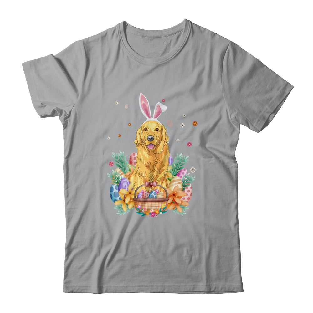 Happy Easter Cute Bunny Golden Retriever Wearing Bunny Ears Shirt & Hoodie | siriusteestore