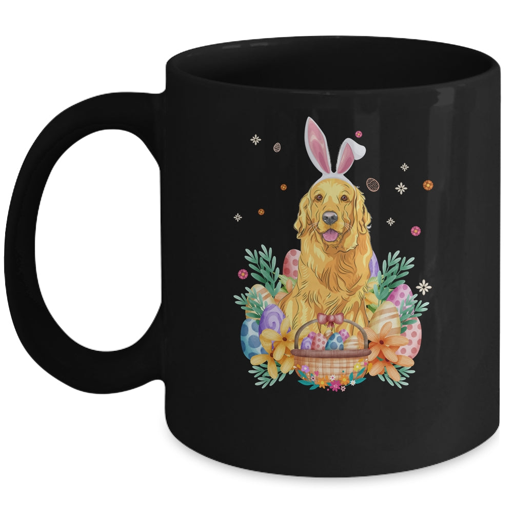 Happy Easter Cute Bunny Golden Retriever Wearing Bunny Ears Mug | siriusteestore