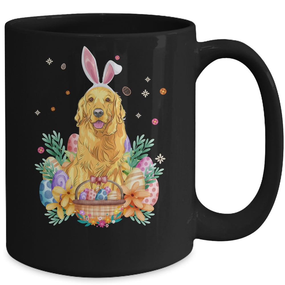 Happy Easter Cute Bunny Golden Retriever Wearing Bunny Ears Mug | siriusteestore