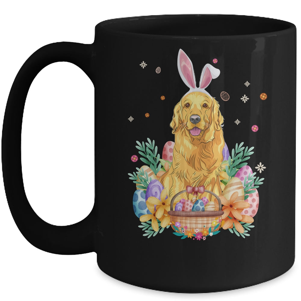 Happy Easter Cute Bunny Golden Retriever Wearing Bunny Ears Mug | siriusteestore