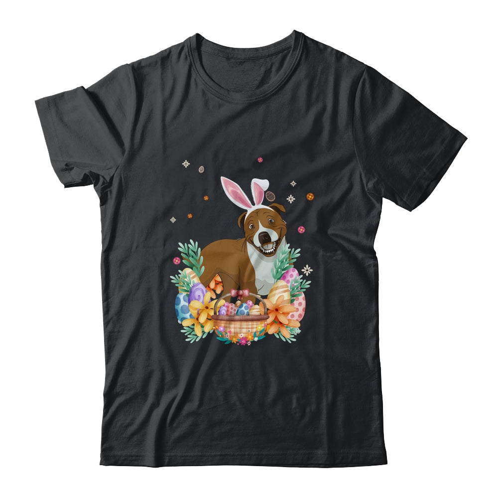 Happy Easter Cute Bunny Pitbull Wearing Bunny Ears Shirt & Hoodie | siriusteestore