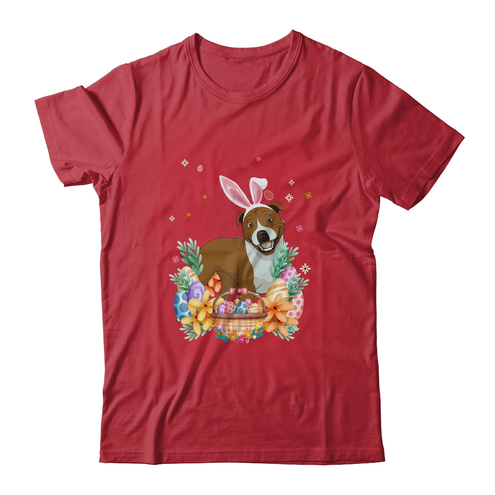Happy Easter Cute Bunny Pitbull Wearing Bunny Ears Shirt & Hoodie | siriusteestore