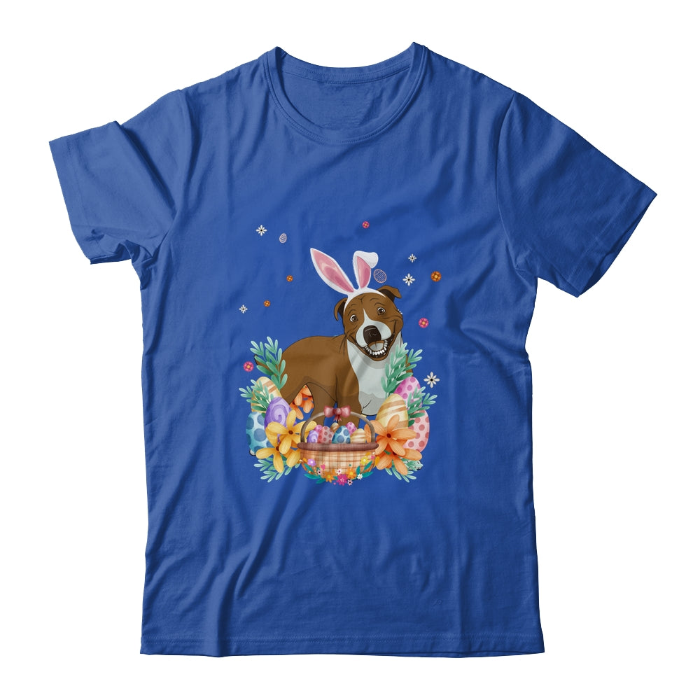 Happy Easter Cute Bunny Pitbull Wearing Bunny Ears Shirt & Hoodie | siriusteestore