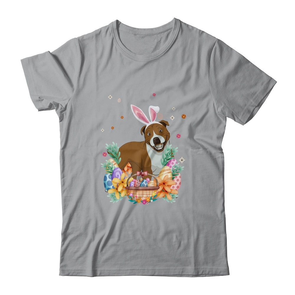 Happy Easter Cute Bunny Pitbull Wearing Bunny Ears Shirt & Hoodie | siriusteestore