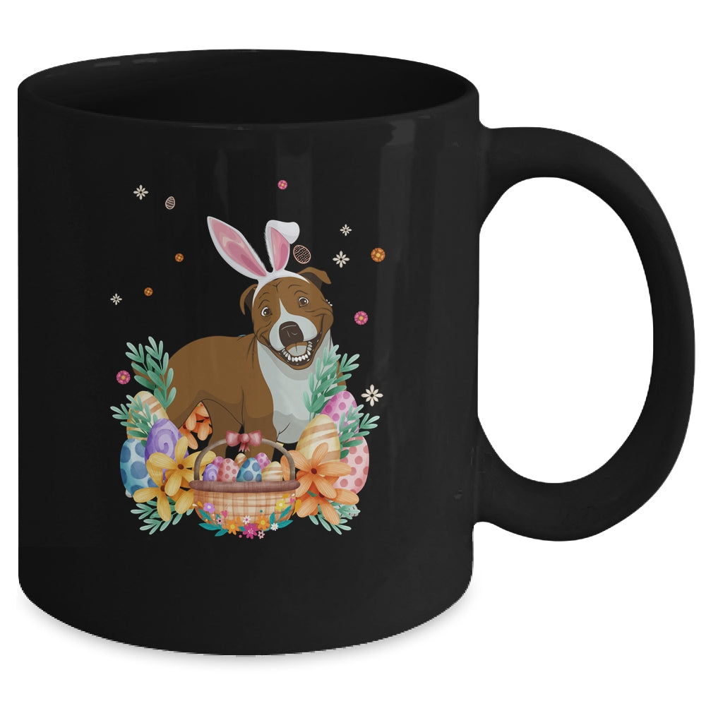 Happy Easter Cute Bunny Pitbull Wearing Bunny Ears Mug | siriusteestore