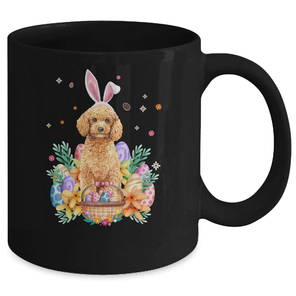 Happy Easter Cute Bunny Poodle Wearing Bunny Ears Mug | siriusteestore
