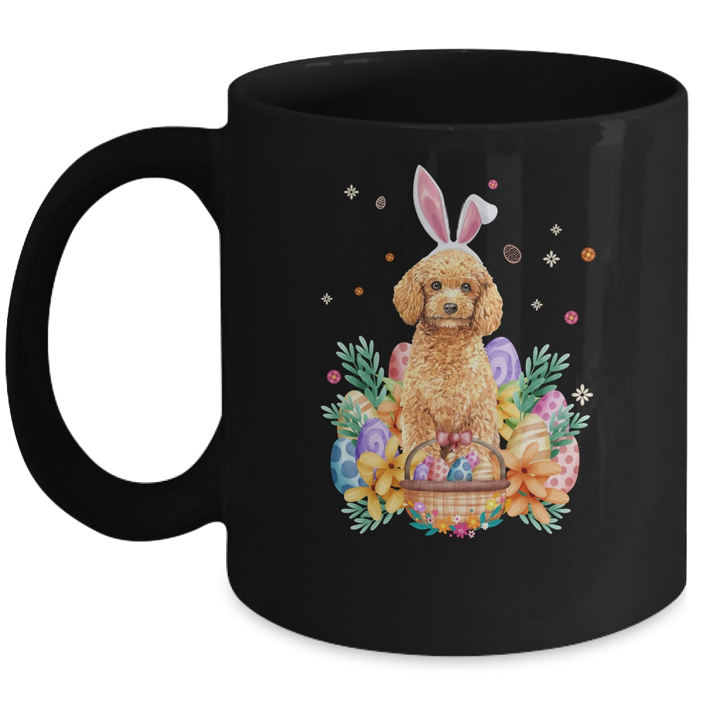 Happy Easter Cute Bunny Poodle Wearing Bunny Ears Mug | siriusteestore