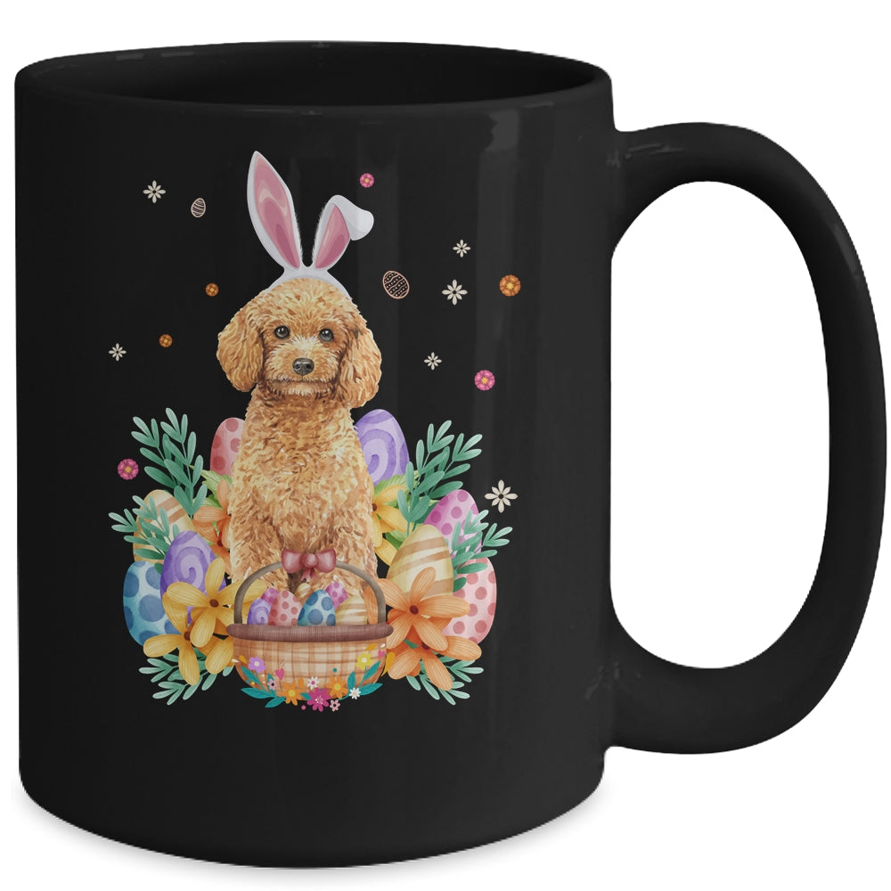 Happy Easter Cute Bunny Poodle Wearing Bunny Ears Mug | siriusteestore