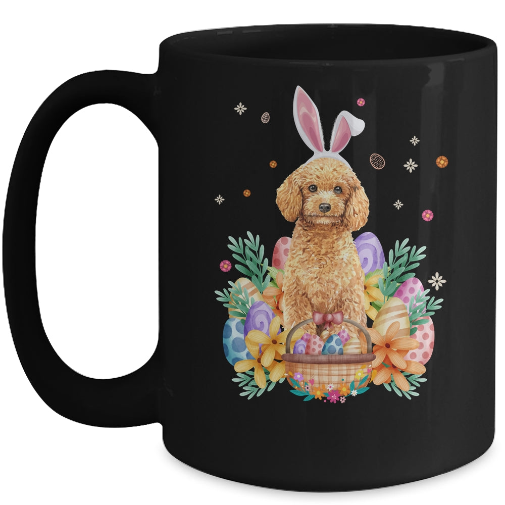 Happy Easter Cute Bunny Poodle Wearing Bunny Ears Mug | siriusteestore