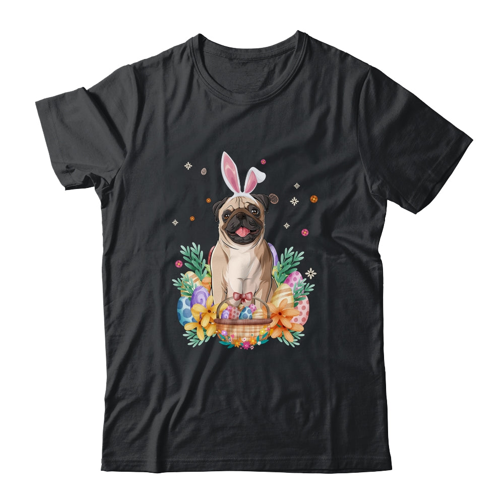 Happy Easter Cute Bunny Pug Wearing Bunny Ears Shirt & Hoodie | siriusteestore