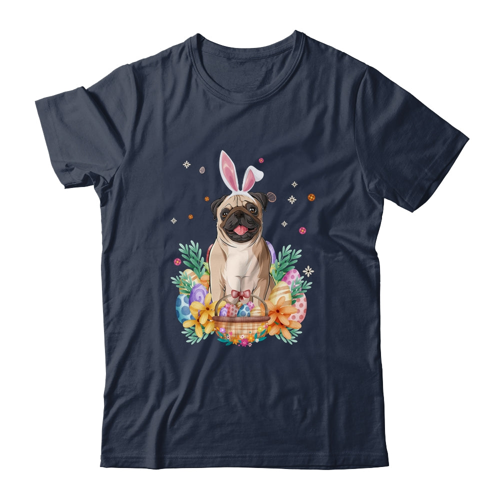 Happy Easter Cute Bunny Pug Wearing Bunny Ears Shirt & Hoodie | siriusteestore