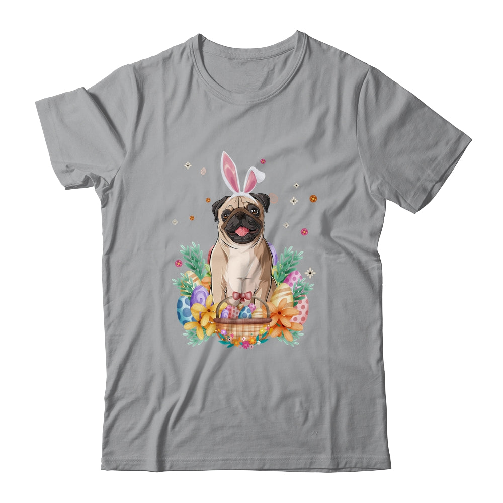 Happy Easter Cute Bunny Pug Wearing Bunny Ears Shirt & Hoodie | siriusteestore