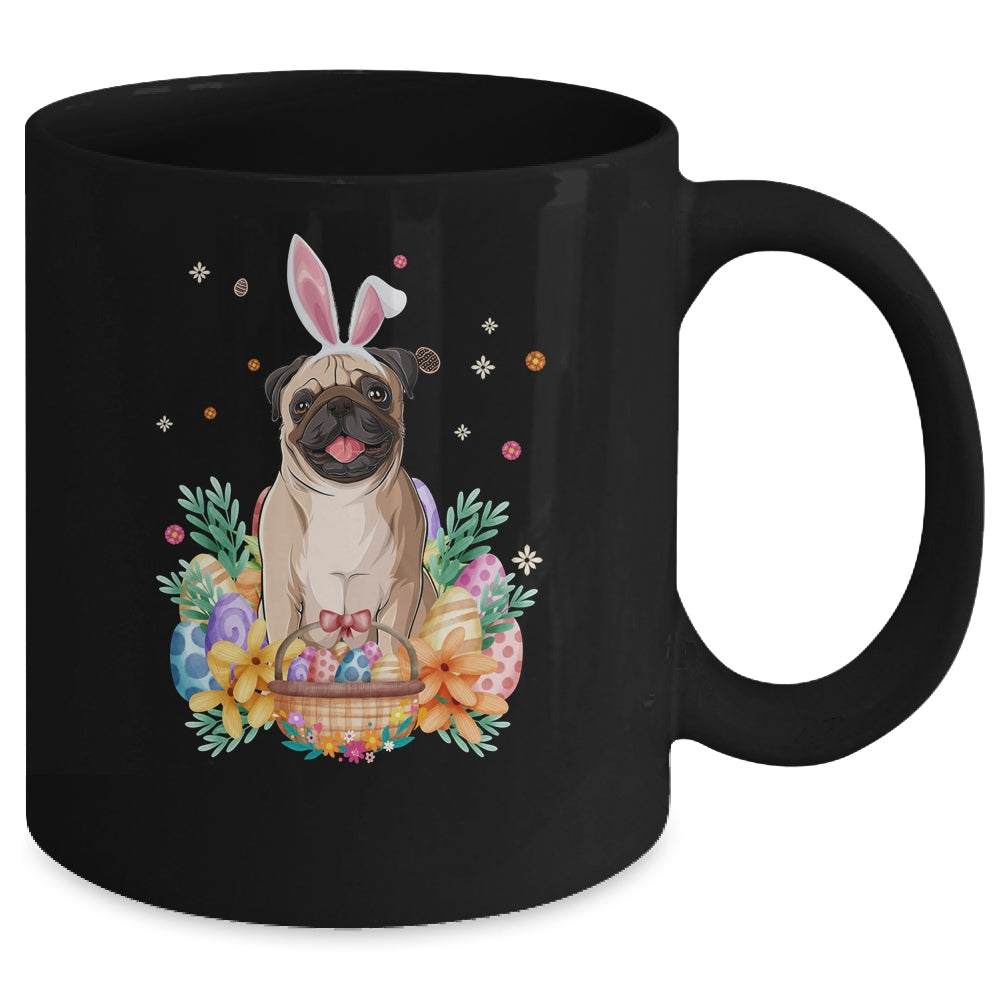 Happy Easter Cute Bunny Pug Wearing Bunny Ears Mug | siriusteestore