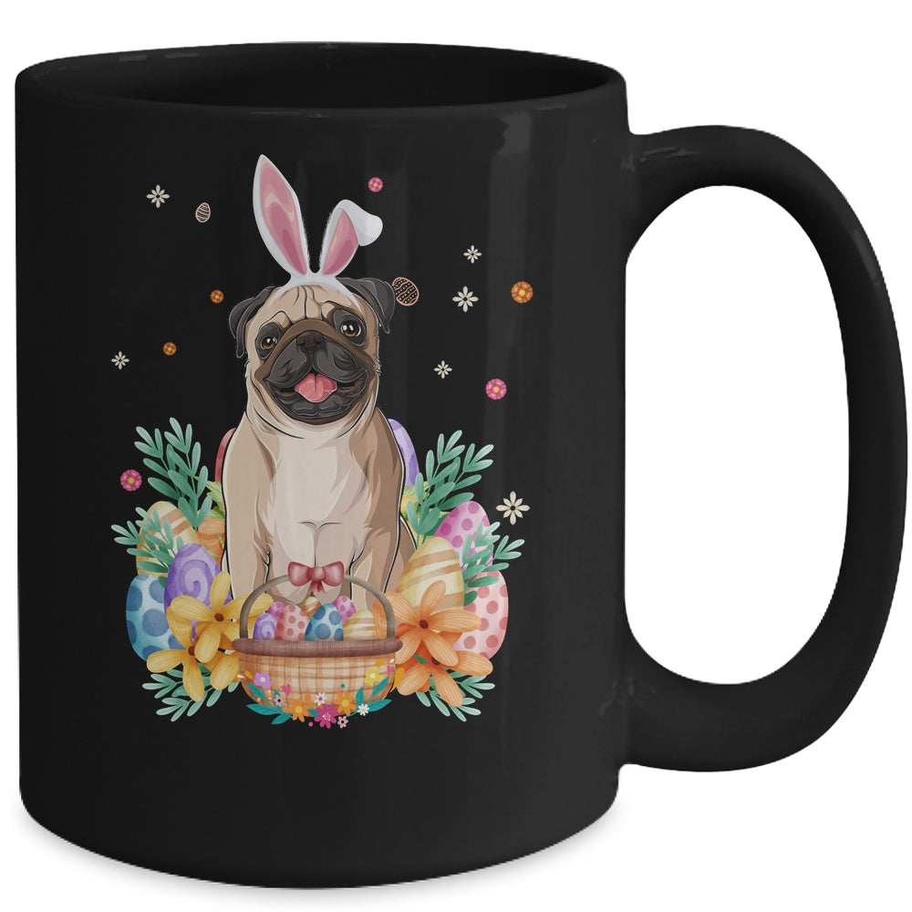 Happy Easter Cute Bunny Pug Wearing Bunny Ears Mug | siriusteestore