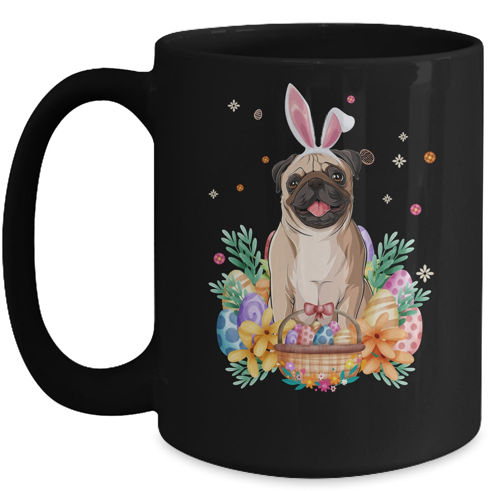 Happy Easter Cute Bunny Pug Wearing Bunny Ears Mug | siriusteestore