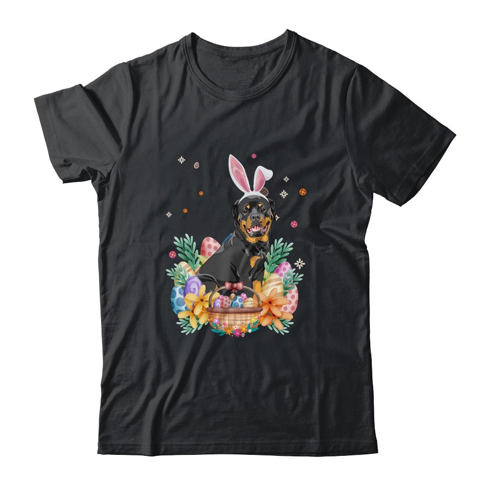 Happy Easter Cute Bunny Rottweiler Wearing Bunny Ears Shirt & Hoodie | siriusteestore