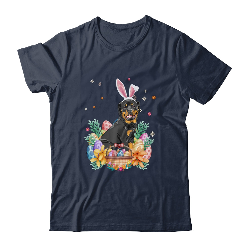 Happy Easter Cute Bunny Rottweiler Wearing Bunny Ears Shirt & Hoodie | siriusteestore