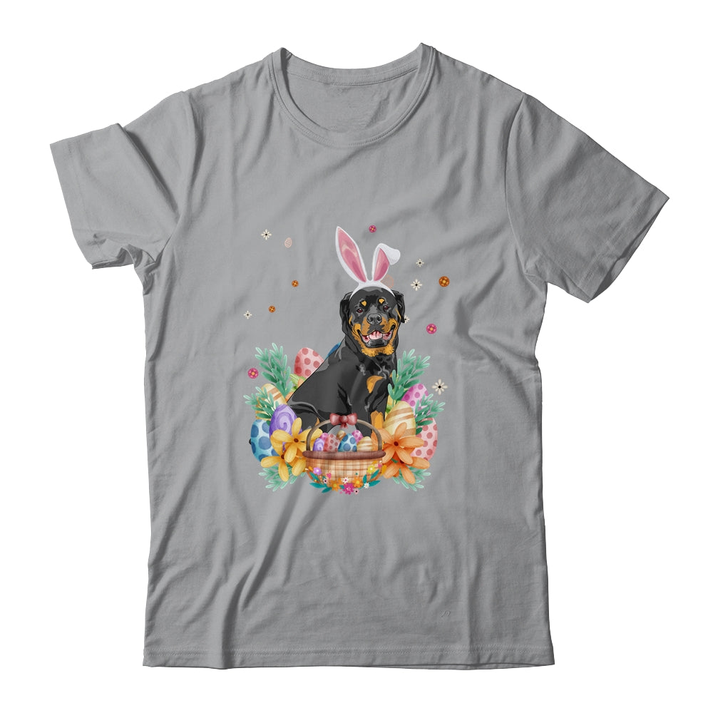 Happy Easter Cute Bunny Rottweiler Wearing Bunny Ears Shirt & Hoodie | siriusteestore