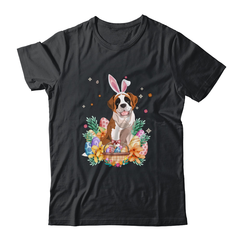 Happy Easter Cute Bunny Saint Bernard Wearing Bunny Ears Shirt & Hoodie | siriusteestore