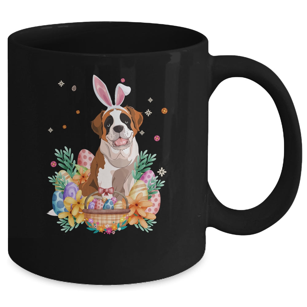 Happy Easter Cute Bunny Saint Bernard Wearing Bunny Ears Mug | siriusteestore