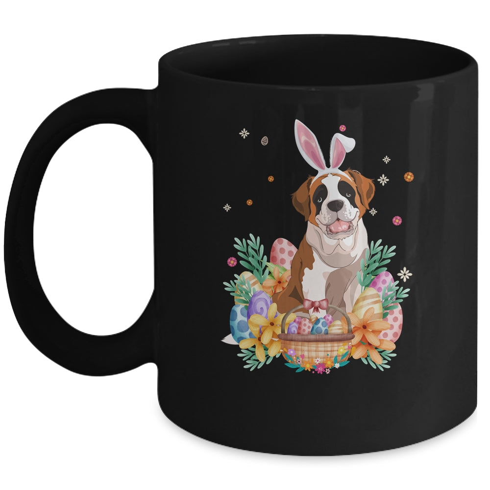 Happy Easter Cute Bunny Saint Bernard Wearing Bunny Ears Mug | siriusteestore