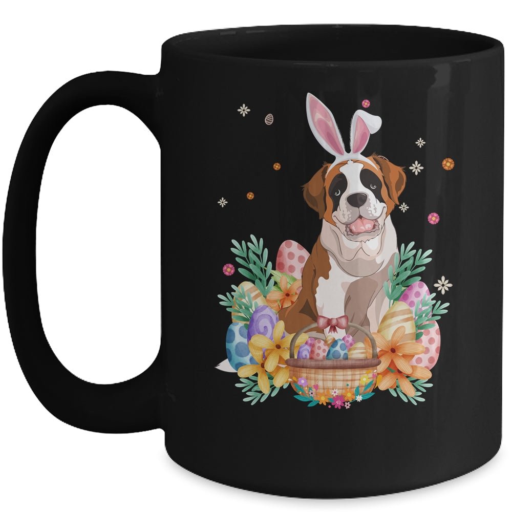 Happy Easter Cute Bunny Saint Bernard Wearing Bunny Ears Mug | siriusteestore