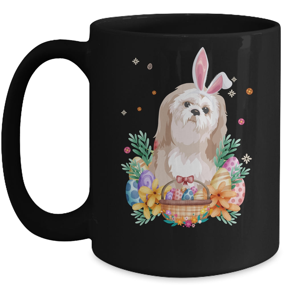 Happy Easter Cute Bunny Shih Tzu Wearing Bunny Ears Mug | siriusteestore