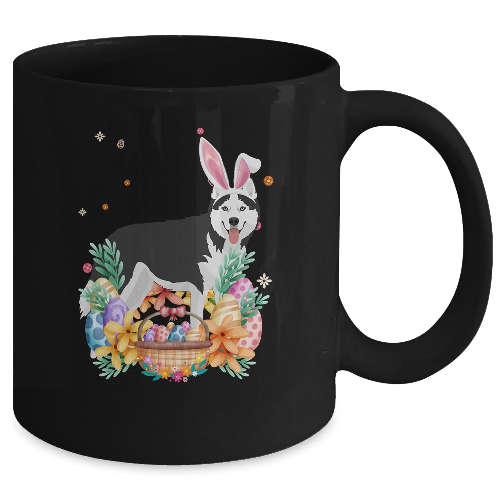 Happy Easter Cute Bunny Siberian Husky Wearing Bunny Ears Mug | siriusteestore