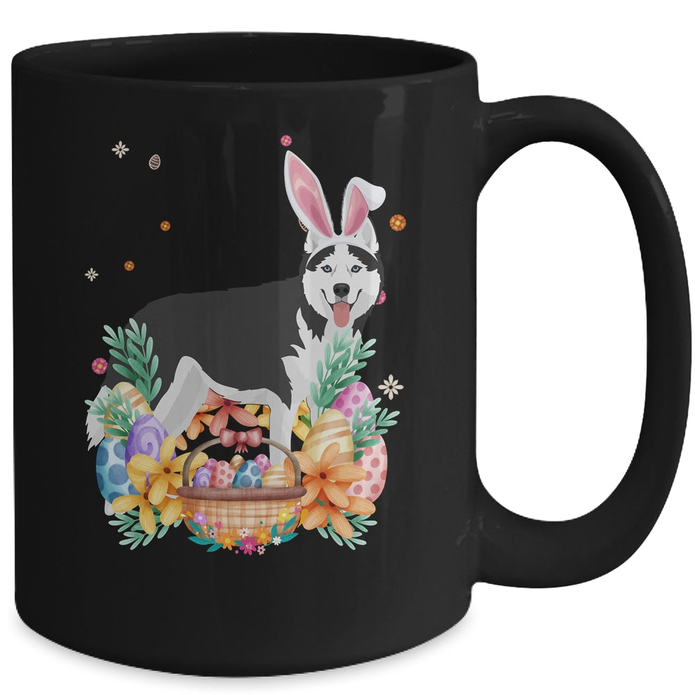 Happy Easter Cute Bunny Siberian Husky Wearing Bunny Ears Mug | siriusteestore