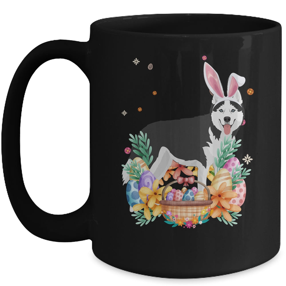 Happy Easter Cute Bunny Siberian Husky Wearing Bunny Ears Mug | siriusteestore
