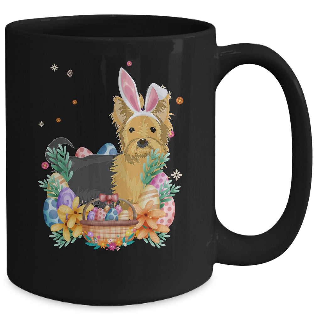 Happy Easter Cute Bunny Yorkie Wearing Bunny Ears Mug | siriusteestore
