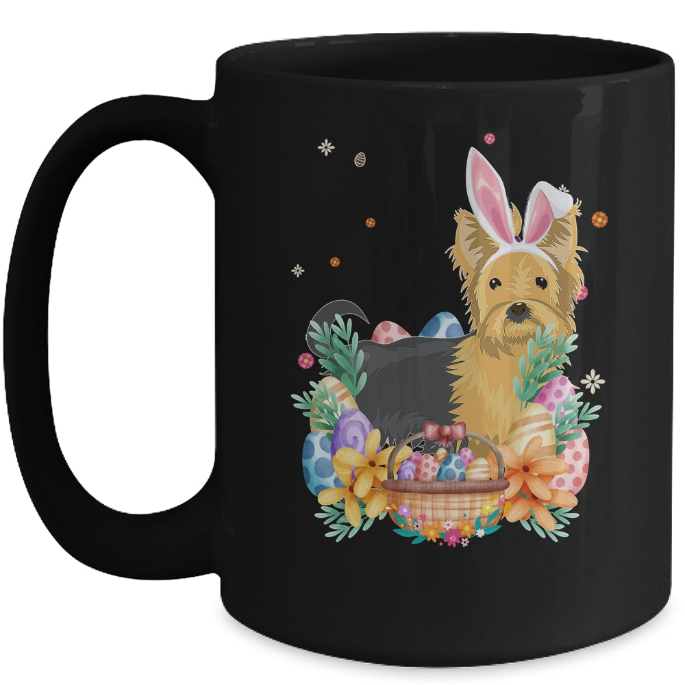 Happy Easter Cute Bunny Yorkie Wearing Bunny Ears Mug | siriusteestore