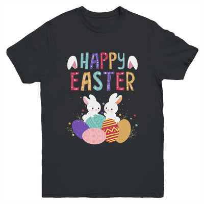 Happy Easter Day Cute Bunny With Eggs Easter Youth Shirt | siriusteestore