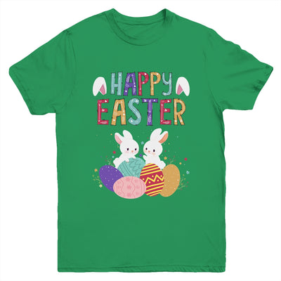 Happy Easter Day Cute Bunny With Eggs Easter Youth Shirt | siriusteestore