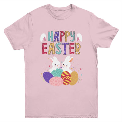 Happy Easter Day Cute Bunny With Eggs Easter Youth Shirt | siriusteestore