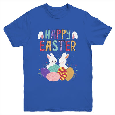 Happy Easter Day Cute Bunny With Eggs Easter Youth Shirt | siriusteestore