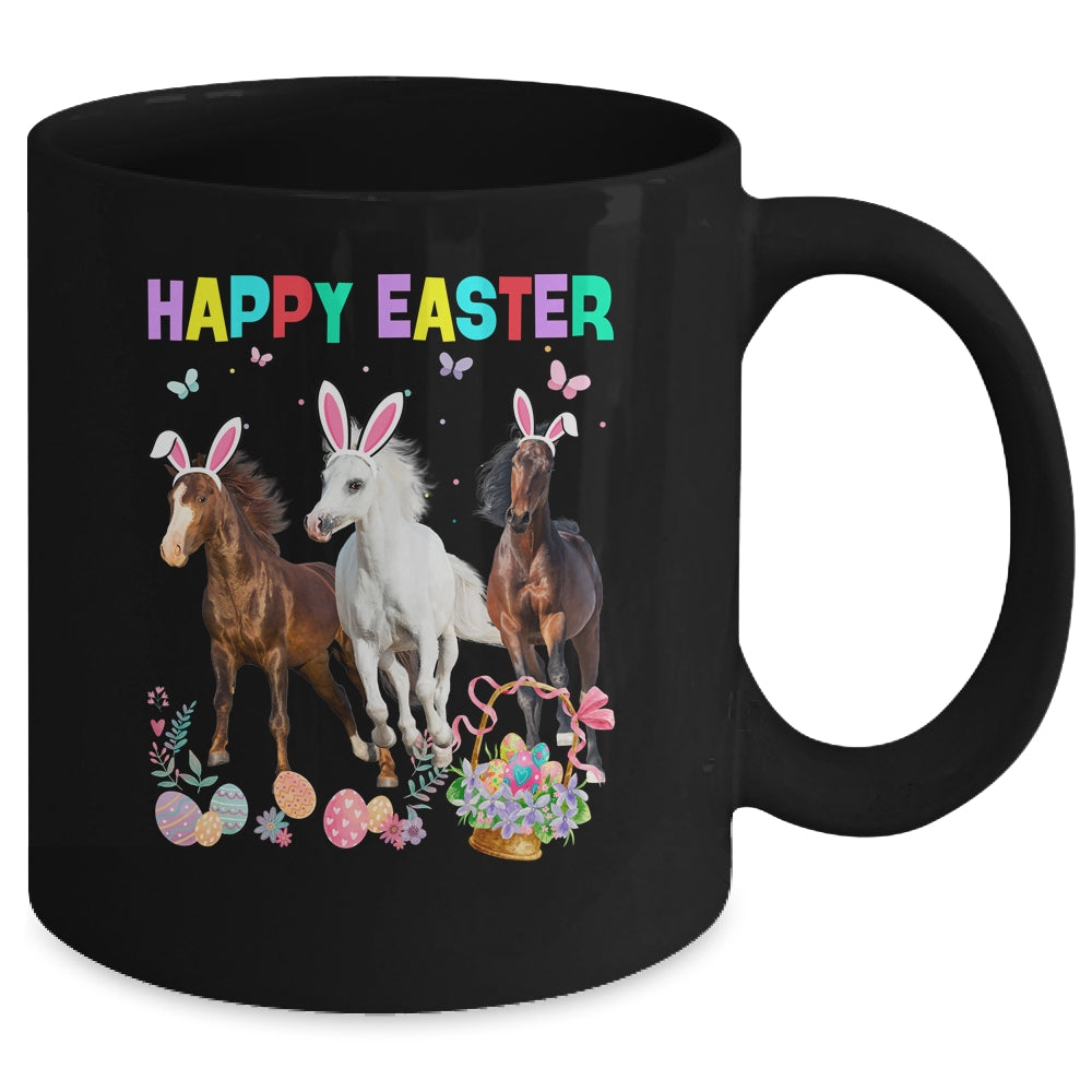 Happy Easter Horse Lover Three Horse Wearing Bunny Ear Mug | siriusteestore