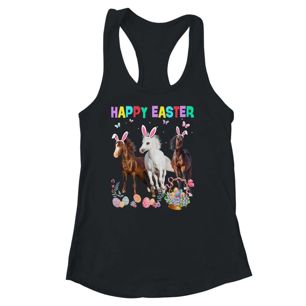 Happy Easter Horse Lover Three Horse Wearing Bunny Ear Shirt & Tank Top | siriusteestore