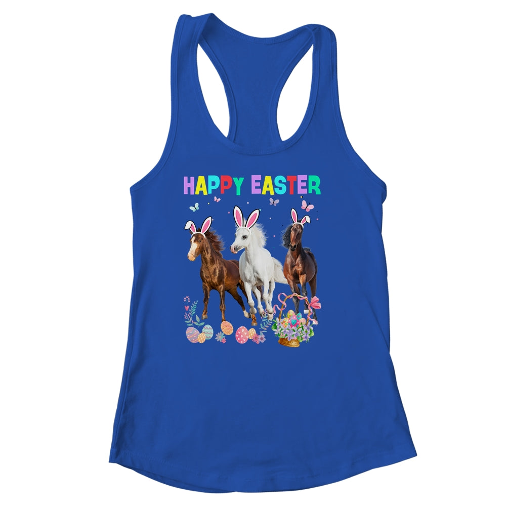Happy Easter Horse Lover Three Horse Wearing Bunny Ear Shirt & Tank Top | siriusteestore