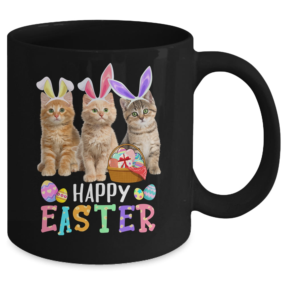 Happy Easter Three Cat Wearing Bunny Ear Kitty Kitten Lover Mug | siriusteestore