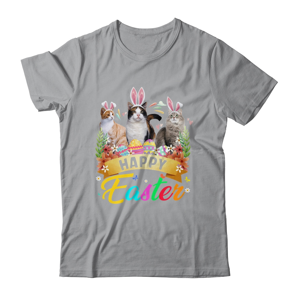 Happy Easter Three Cat Wearing Bunny Ears Basket Shirt & Tank Top | siriusteestore