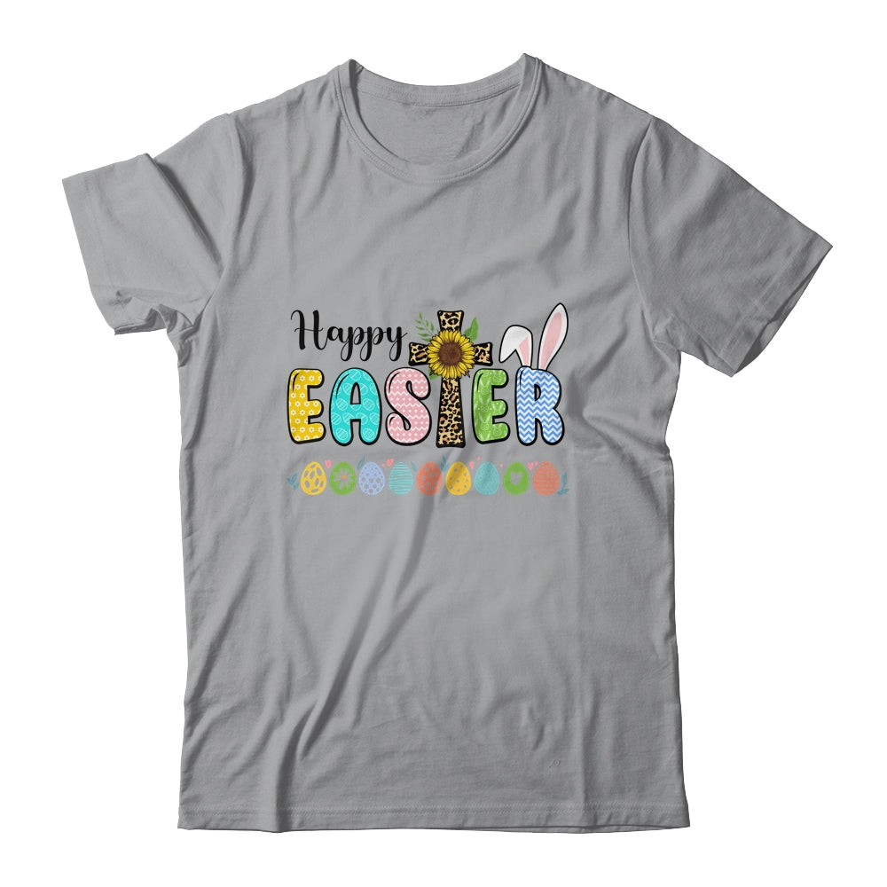 Happy Easter With Leopard Jesus Cross Sunflowers Shirt & Tank Top | siriusteestore
